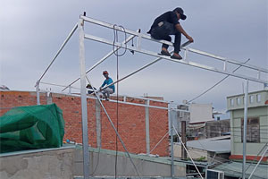 Xưởng gia công hàn mái hiên, mái che tiền chế tại Long An
